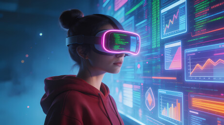 霓虹VR少女沉浸数据世界
