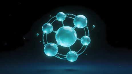 蓝绿分子模型悬浮暗空