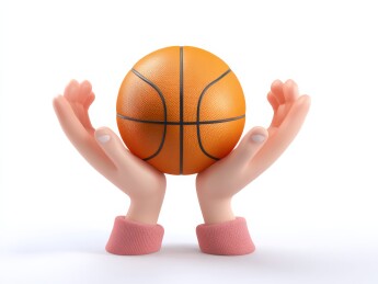 卡通手托篮球特写