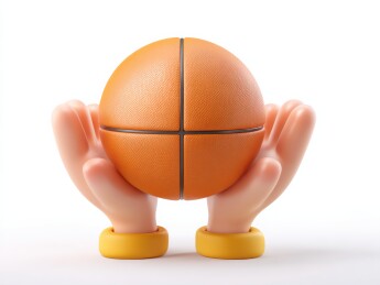 卡通手托篮球特写