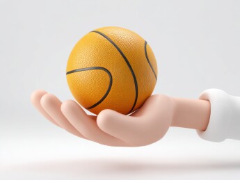 卡通手托篮球特写