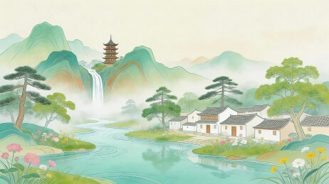 中国风国潮风山水背景