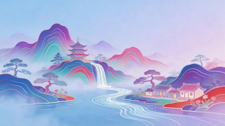 中国风国潮风山水背景