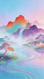 中国风国潮风山水背景
