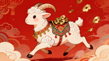 祥瑞白羊驮金元宝
