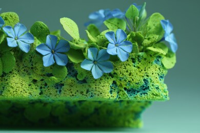 一丛蓝雪花3D卡通橡皮泥植物花卉插画
