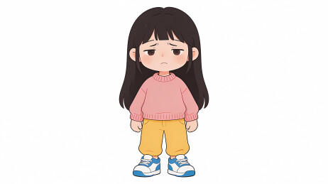 沮丧女孩独坐白背景