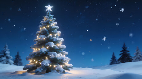 雪夜圣诞树灯饰