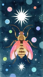 星空中的天牛艺术插画