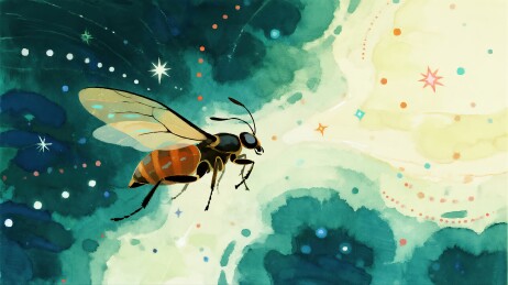 星空下的飞虫艺术插画