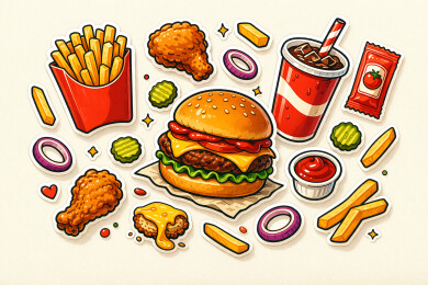 汉堡贴纸组合