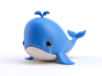 蓝色卡通鲸鱼伤心哭泣