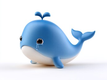 蓝色卡通鲸鱼伤心哭泣