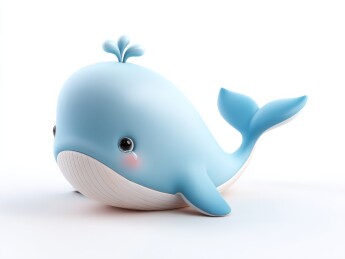 蓝色卡通鲸鱼伤心哭泣