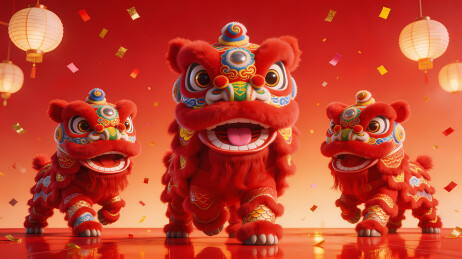 红狮贺岁迎新春