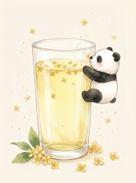 熊猫抱着杯子 · 桂花茶