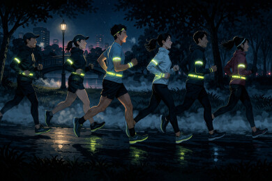 反光带夜跑队伍