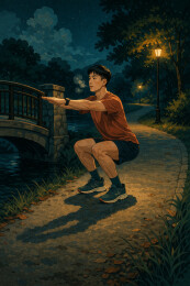 公园桥旁深蹲