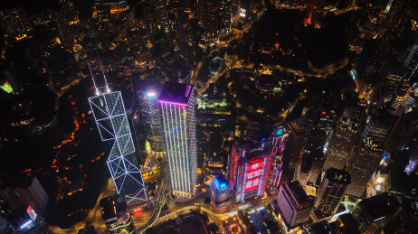 中国香港中环维多利亚港两岸城市灯光夜景
