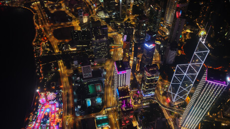 中国香港中环维多利亚港两岸城市灯光夜景