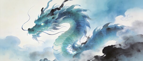 水墨青龙云雾国风神话主视觉