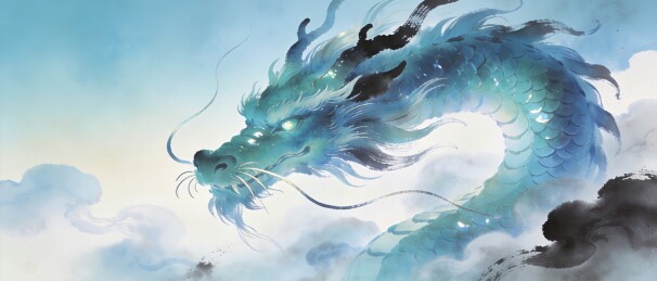 水墨青龙云雾国风神话主视觉