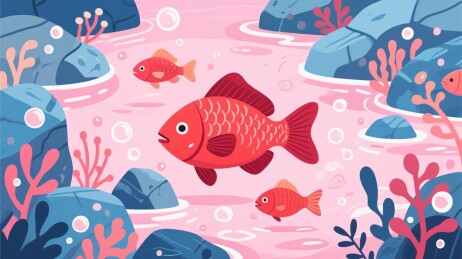 卡通水族小鱼插画