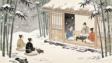 雪竹庭院雅集图