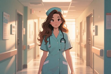 医院走廊护士插画