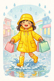雨衣购物女孩