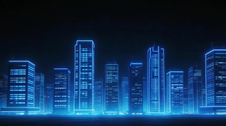 未来城市夜景灯光辉映