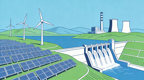 新能源绿色电力扁平插画