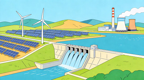 新能源绿色电力扁平插画