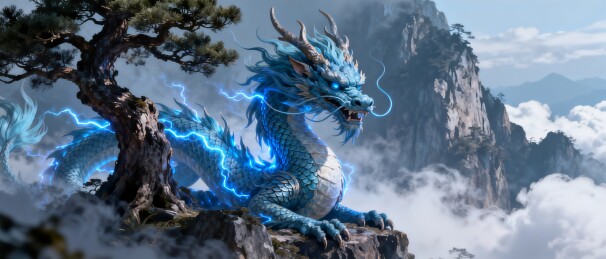 青龙雷霆云海东方神话主视觉