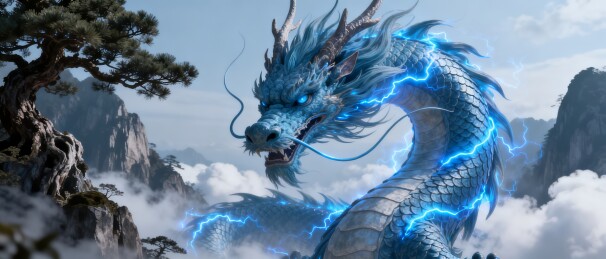 青龙雷霆云海东方神话主视觉