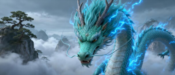 青龙雷霆云海东方神话主视觉