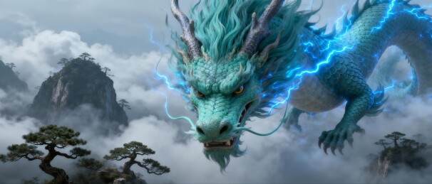青龙雷霆云海东方神话主视觉