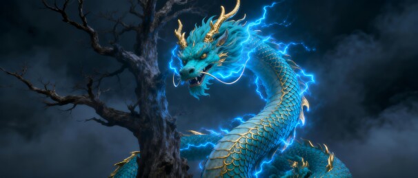 青龙雷霆云海东方神话主视觉