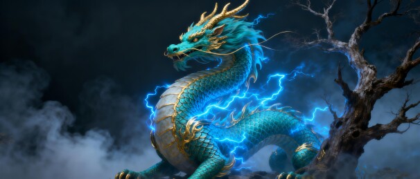 青龙雷霆云海东方神话主视觉