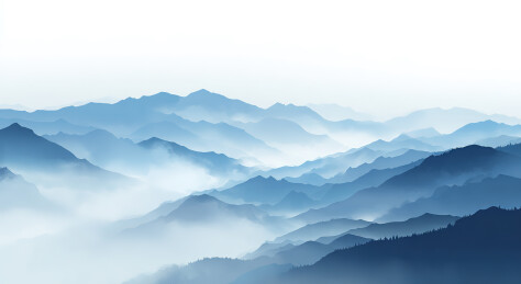 层叠山峦雾霭缭绕