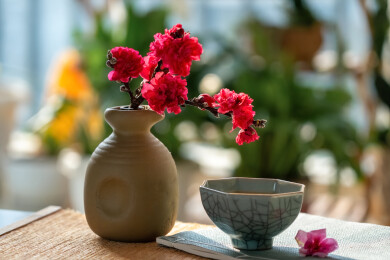 茶杯与碧桃