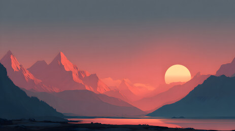 雪山日落美景