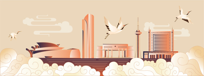 东营中国风城市插画