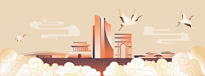 廊坊中国风城市插画
