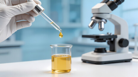 滴管滴加金黄液体