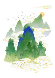 古风山峦小景
