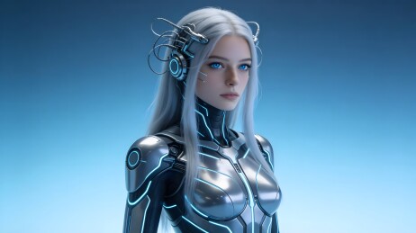未来科技风格女性机器人形象