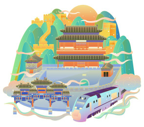 长城居庸关国潮插画