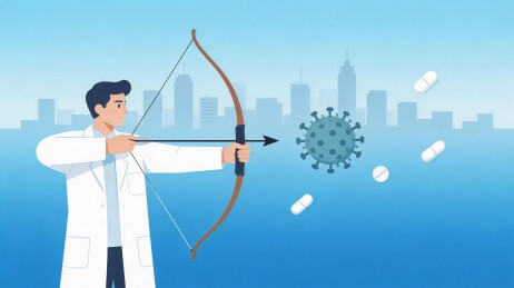 医生射箭抗击病毒形象图
