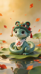 蓝色小龙玩偶持金法器